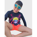 Conjunto Blusa Sunga Com Proteção Uv Menino Mario Moda Praia