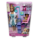 Conjunto Boneca Barbie Loira Profissões Quero Ser Doutora Dentista Com Acessórios Da Profissão E Mini Boneca Menina Chelsea Paciente Morena - Mattel Brinquedos