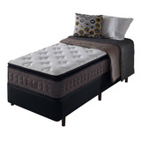 Conjunto Cama Box Solteiro Mola Ensacadas Nashville 88cm Cor Marrom