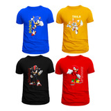 Conjunto Camiseta Sonic Knuckles Tails Shadow Camisa Juvenil
