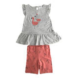 Conjunto Carter´s Menina Bata +shorts Flamingo ( 3 Anos )