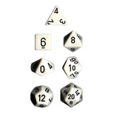 Conjunto Chessex De 7 Dados Lisos Brancos Rpg D&d