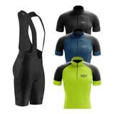 Conjunto Ciclismo Bretelle Masculino Gel Camisa Básica Mtb