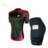 Conjunto Ciclismo Fem Bermuda C/bolsos Camisa Bike Barbedo 