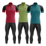 Conjunto Ciclismo Masculino Camisa Calça Forro De Gel Bike 