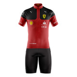 Conjunto Ciclista Uniforme Bermuda E Camisa Scuderia Uv50+