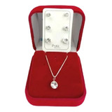 Conjunto Colar E Brincos Ponto Luz Redondo Prata 925 +brinde