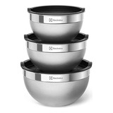 Conjunto Com 3 Bowls Tigelas Inox E Tampa Plástica Electrolux