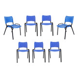 Conjunto Com 7 Cadeiras Iso Escolar Escritório Empilhavel