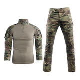 Conjunto Combat Shirt Calça Camuflado Militar Multi Avb Mc