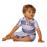 Conjunto Corinthians Bebê Polo E Bermuda Oficial Revedor