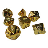 Conjunto Dados Rpg C/7 Unidades - Dourado(grátis Bolsinha)