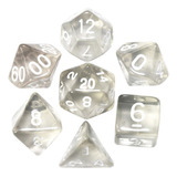 Conjunto De 7 Dados- Transparente Translúcido Rpg
