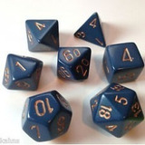 Conjunto De 7 Dados Chessex Dusty Blue W/gold Chx 25426