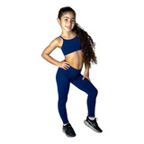 Conjunto De Academia Infantil Feminino Top E Calça Poliamida