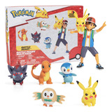 Conjunto De Bonecos Pokémon Battle Ready De 6 Peças Com Ash