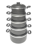 Conjunto De Caçarola Kit 5 Peças Preto Craqueado Com Tampa