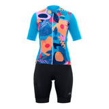 Conjunto De Ciclismo Bike Bermuda Gel Camisa Feminino