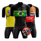 Conjunto De Ciclismo Masculino Camisa + Bermuda Gel Pro