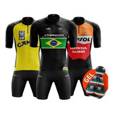 Conjunto De Ciclismo Masculino Camisa + Bermuda Gel Pro