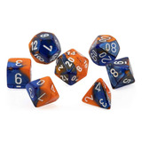 Conjunto De Dado Chessex Chx 26452 Blue-orange W/white
