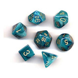 Conjunto De Dados Chessex Chx27489 Phantom Azul/dourado
