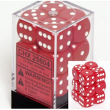 Conjunto De Dados Chessex D6 Vermelho Opaco Com Branco De 16