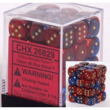 Conjunto De Dados Chessex Gemini Azul E Vermelho Com Ouro 12