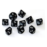 Conjunto De Dados Chessex Opaque Black With White Ten Sided