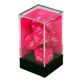 Conjunto De Dados Chessex Opaque Poly Rosa/branco, 7 Peças (
