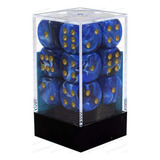 Conjunto De Dados Chessex Vortex Blue With Gold 16mm D6 (12)