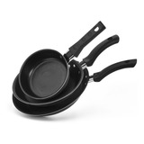 Conjunto De Frigideiras Antiaderente 3 Peças Nacional Cor Preto