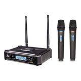Conjunto De Microfones Sem Fio X2 Skp Uhf 600 Pro 300 Canais, Cor Preta