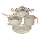 Conjunto De Panelas 4 Peças Com Revestimento Cerâmico Antiaderente Marble Edition Cinza Dust Oster 143887.06