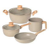 Conjunto De Panelas Antiaderentes Cerâmica 4pcs Oster - Cinza