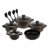 Conjunto De Panelas Ceraflame Duo Smart 9 Peças Chocolate