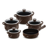 Conjunto De Panelas Cerâmica 5 Peças Twist Ceraflame Cor Chocolate Ceraflame
