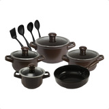 Conjunto De Panelas Cerâmica Duo Smart Chocolate 9 Peças