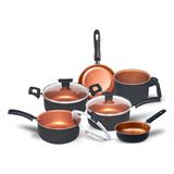 Conjunto De Panelas Teflon Com Frigideira Cor Preto Com Cobre