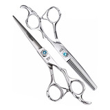 Conjunto De Tesouras Cabeleireiro& Barbeiro Corte/ Desbaste 