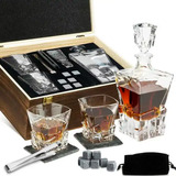 Conjunto Decanter Whiskey Com Dois Copos Rock Gelo Pegador