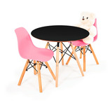 Conjunto Eames Infantil Preto Com 2 Cadeiras Eiffel Rosa