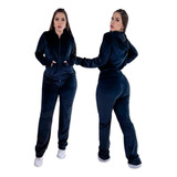 Conjunto Feminino Plush Veludo Calça Agasalho Adulto Moletom