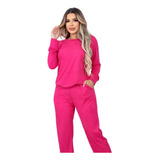 Conjunto Feminino Suede Calça Jogger E Blusa Manga Longa