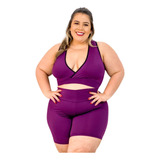 Conjunto Fitness Feminino Plus Size Short E Top Academia