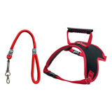 Conjunto Guia E Peitoral Adestramento Cachorro Grande Porte Cor Vermelho Tamanho M