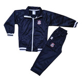 Conjunto Infantil Corinthians Agasalho Jaqueta E Calça Preto