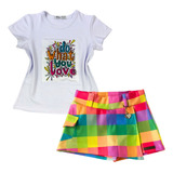 Conjunto Infantil Juvenil Menina Kit Short Saia E Blusa