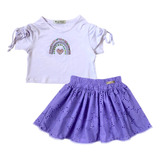 Conjunto Infantil Juvenil Menina Saia Rodada Mila Filó