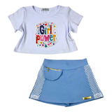 Conjunto Infantil Juvenil Menina Short Saia E Cropped
